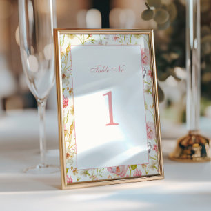 Numéro de table de mariage à motif floral vintage