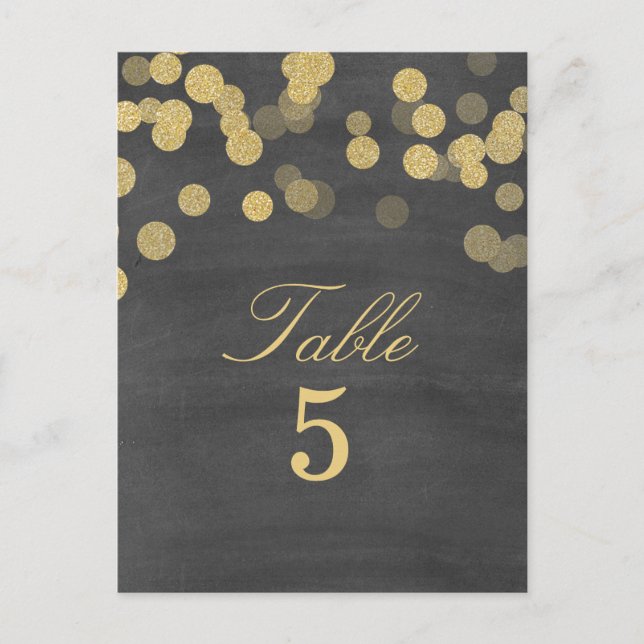 Numéro de table de mariage à paillettes dorées sur (Devant)