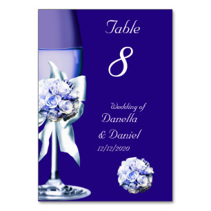 Numéro de table de mariage argent bleu marine 2