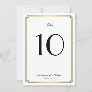 Numéro de table de mariage Art Déco blanc élégant