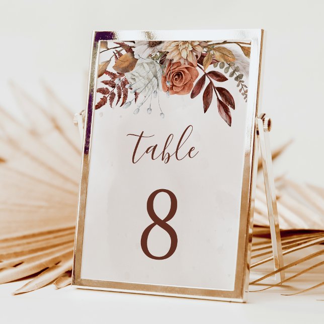Numéro de table de mariage automne Boho fleurs en  (Créateur téléchargé)