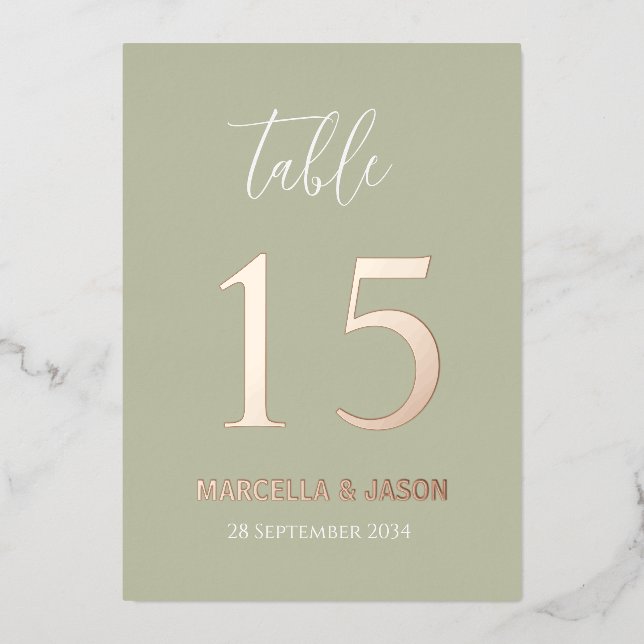 Numéro de table de mariage aux couleurs personnali (Recto)