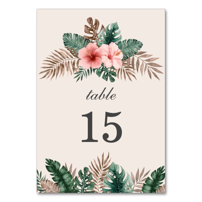 Numéro de table de mariage aux feuilles tropicales (Par défaut)