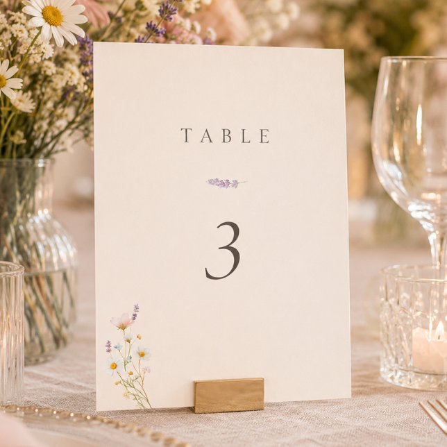 Numéro de table de mariage aux fleurs sauvages boh (Bohemian Wildflowers Wedding Table Number)