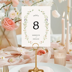 Numéro de table de mariage aux fleurs sauvages rus