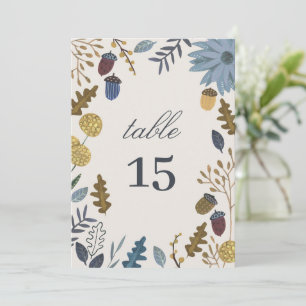 Numéro de table de mariage avec feuilles d'automne