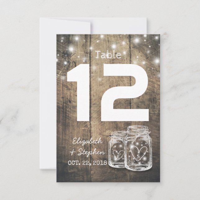 Numéro de table de mariage avec jarre en verre et  (Devant)