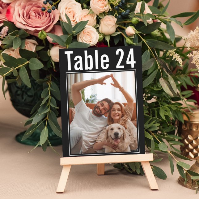 Numéro de table de mariage avec photo de chien noi (Créateur téléchargé)