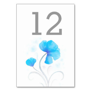 Numéro de table de mariage bleu fleur sauvage aqua