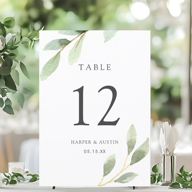 Numéro de table de mariage botanique à feuillage v (Créateur téléchargé)