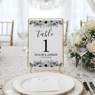 Numéro de table de mariage botanique minimaliste f
