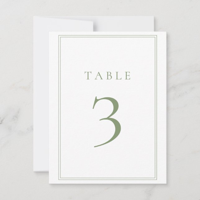Numéro de table de mariage chaud moderne vert saug (Devant)