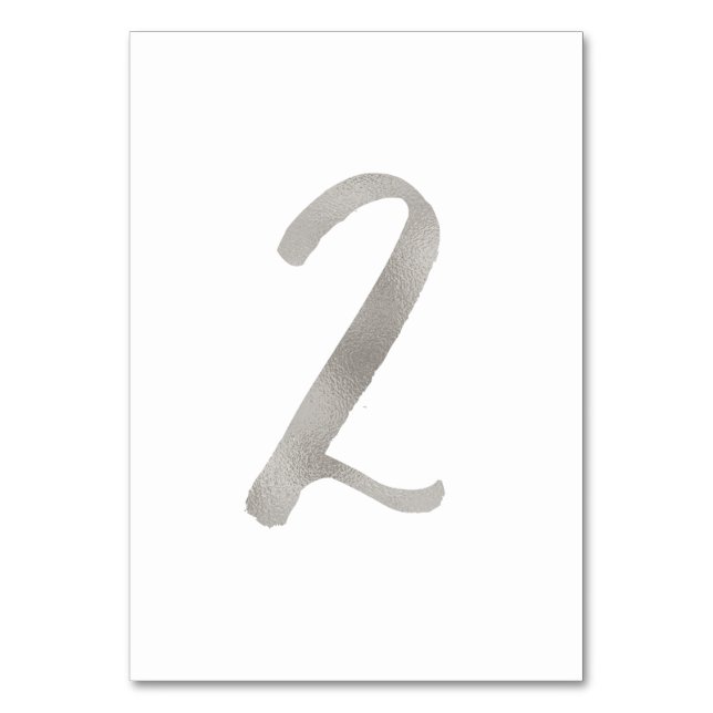 Numéro de table de mariage chic en feuille d'argen (Dos)