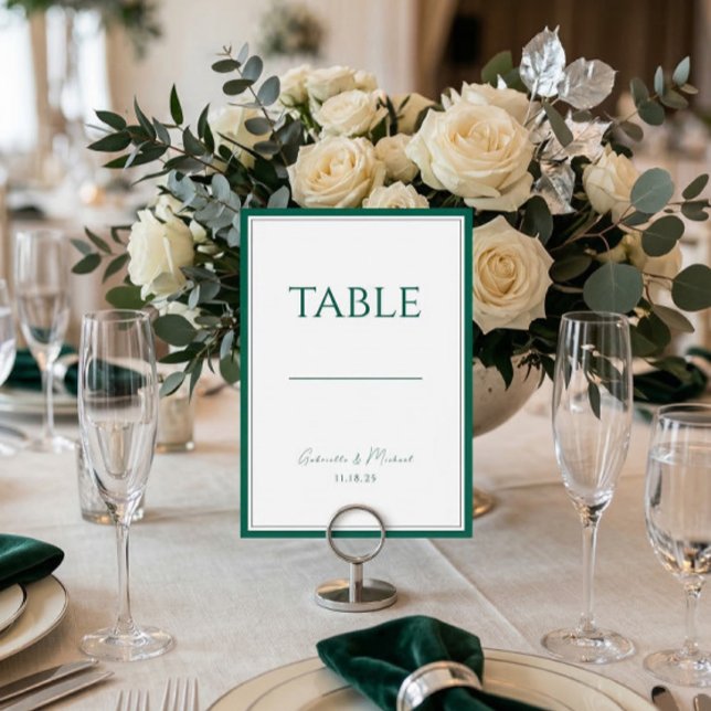 Numéro de table de mariage classique vert émeraude (Créateur téléchargé)