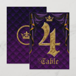 Numéro de table de mariage Couronne d'or Violet Ro