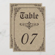 Numéro de table de mariage damassé victorien gothi