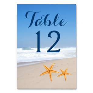 Numéro de table de mariage de la plage moderne Sta