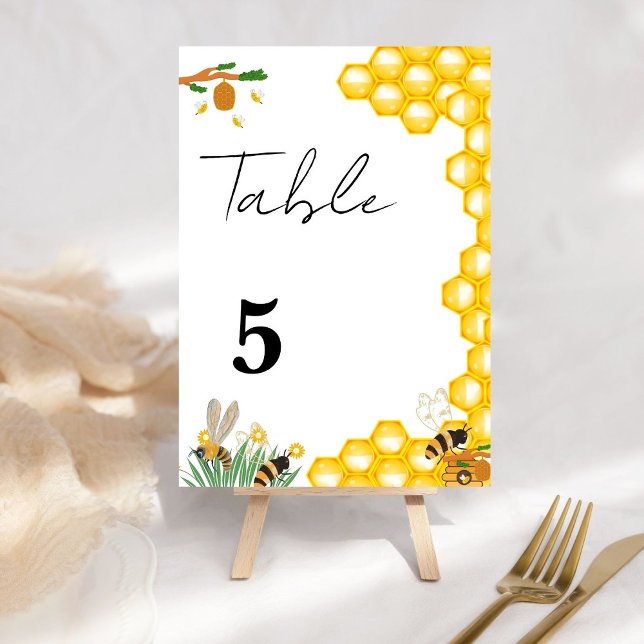 Numéro de table de mariage de l'abeille minimalist (Créateur téléchargé)