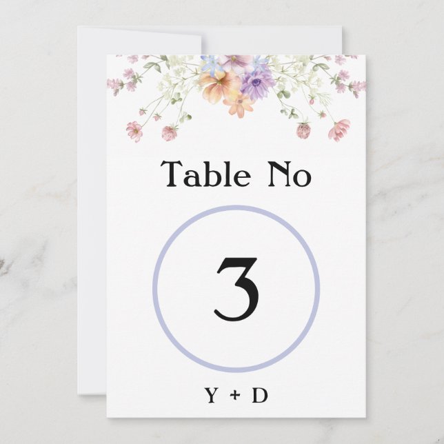 Numéro de table de mariage de printemps aux fleurs (Devant)