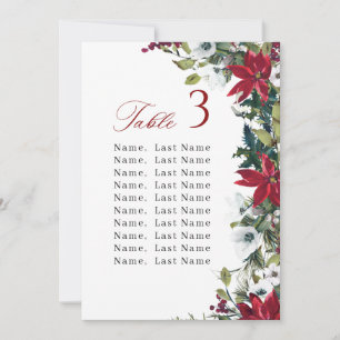 Numéro de table de mariage d'hiver Cartes de table