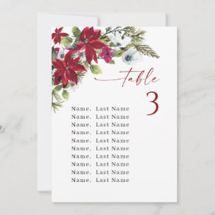 Numéro de table de mariage d'hiver Cartes de table