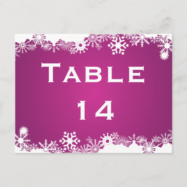 Numéro de table de mariage d'hiver fuchsia (Devant)