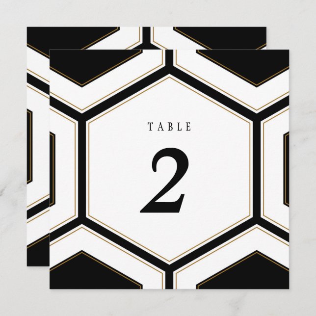 Numéro de table de mariage diamant géométrique Art (Devant / Derrière)
