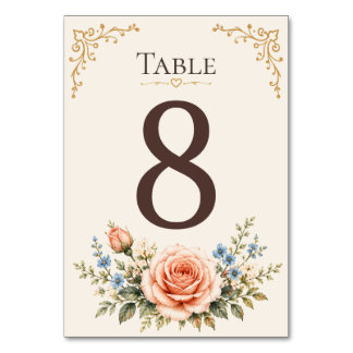 Numéro de table de mariage du jardin de roses de f