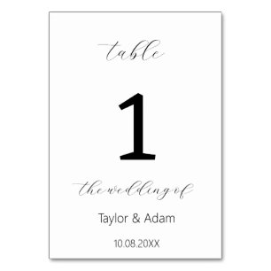 Numéro de table de mariage élégant