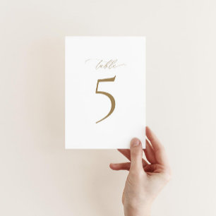 Numéro de table de mariage élégant en feuille d'or