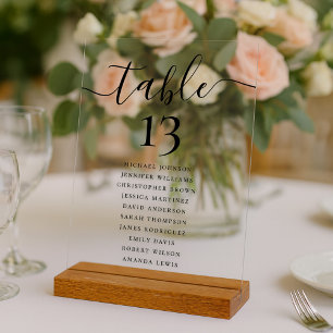 Numéro de table de mariage élégant et plan de tabl