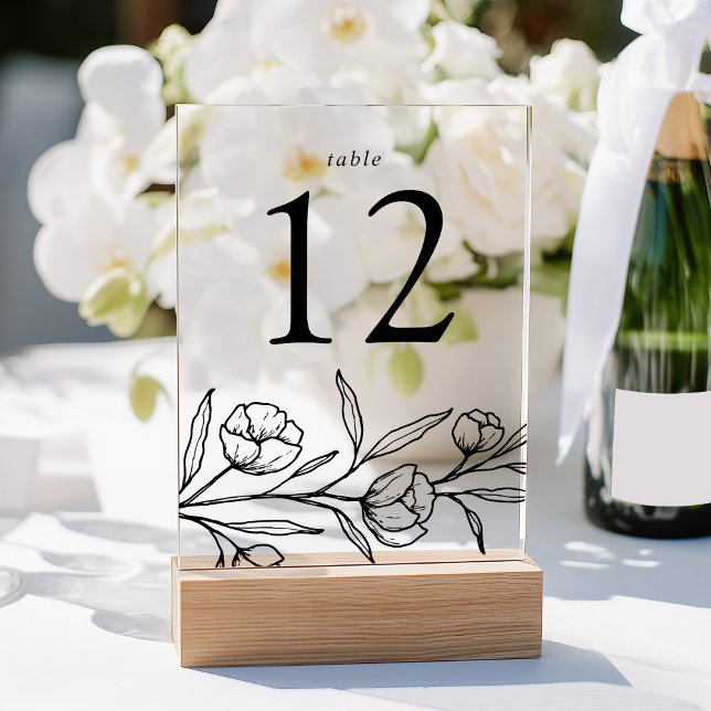Numéro de table de mariage en acrylique à fleurs n (Créateur téléchargé)