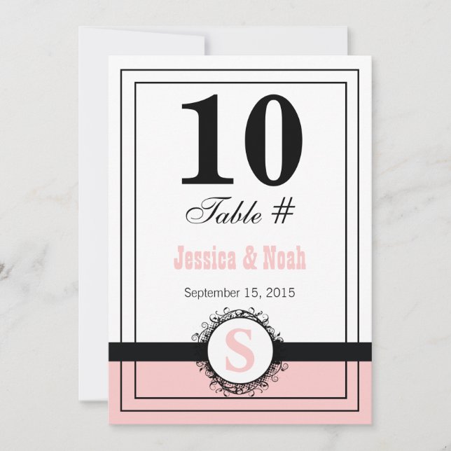 Numéro de table de mariage en damas floral vintage (Devant)