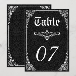 Numéro de table de mariage en damas victorien goth