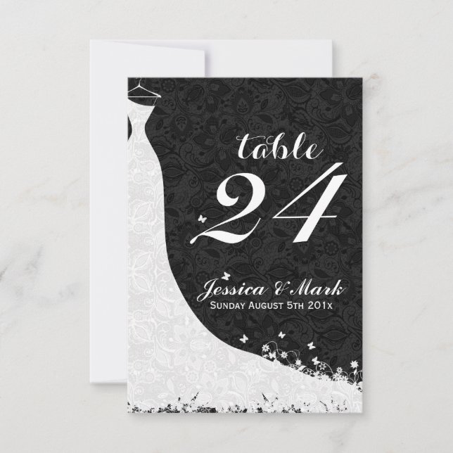 Numéro de table de mariage en dentelle blanche élé (Devant)