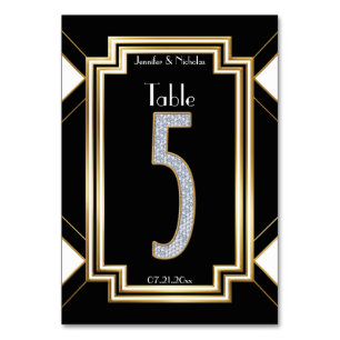 Numéro de table de mariage en diamant Art Déco Gla