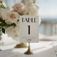 Numéro de table de mariage en ivoire noir élégant
