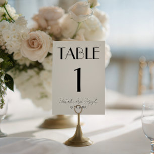 Numéro de table de mariage en ivoire noir élégant