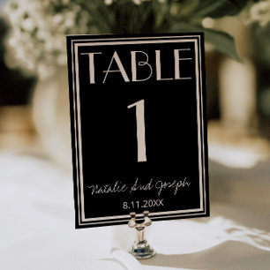 Numéro de table de mariage en ivoire noir élégant