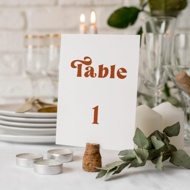 Numéro de table de mariage en terre cuite rétro (Créateur téléchargé)