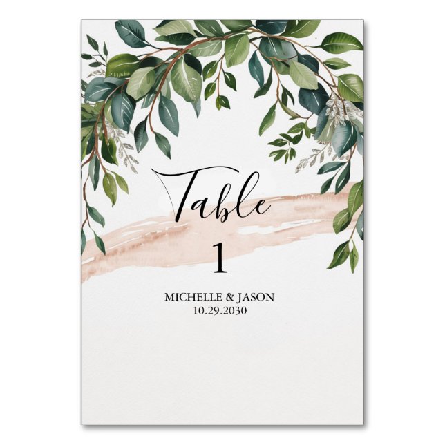 Numéro de table de mariage en verdure d'eucalyptus (Dos)
