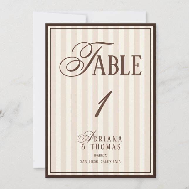 Numéro de table de mariage Espresso Vieille Fortun (Devant)
