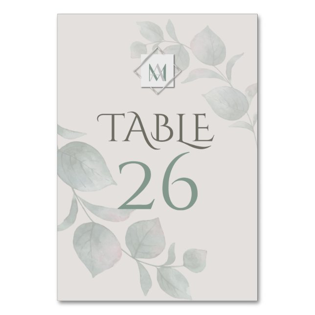 Numéro de table de mariage Eucalyptus Silver Sage (Par défaut)