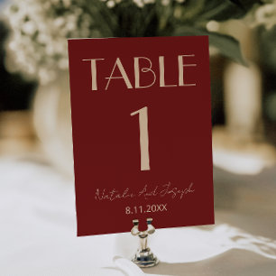 Numéro de table de mariage fantaisie crème rouge p
