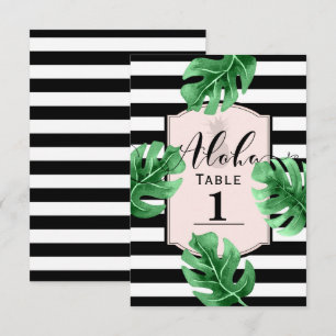 Numéro de table de mariage feuilles tropicales et