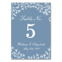 Numéro de table de mariage Fleur sauvage Bleu pous