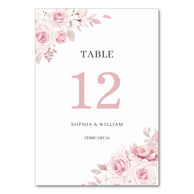 Numéro de table de mariage floral aquarelle rose t (Par défaut)