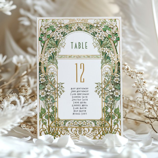 Numéro de table de mariage floral Art Nouveau (Créateur téléchargé)