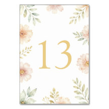 Numéro de table de mariage floral élégant