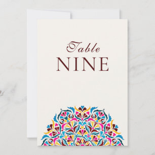 Numéro de table de mariage floral fantaisiste bleu
